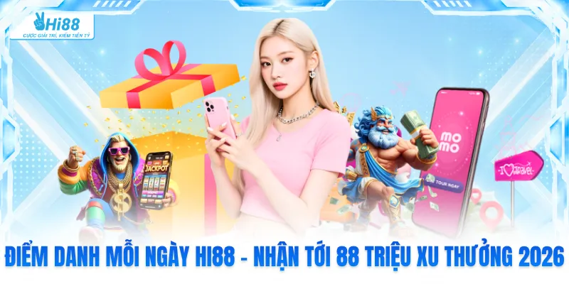 Điểm Danh Mỗi Ngày Hi88 - Nhận Tới 88 Triệu Xu Thưởng 2026